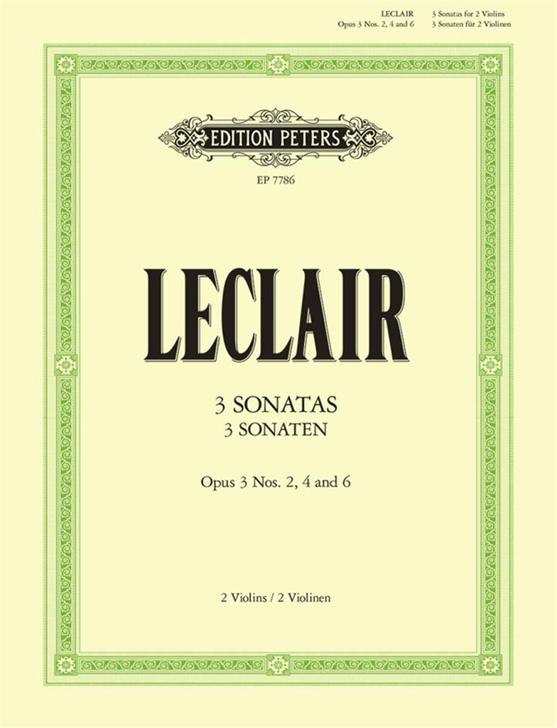 3 Sonatas for Two Violins Op.3 Nos.2, 4, 6