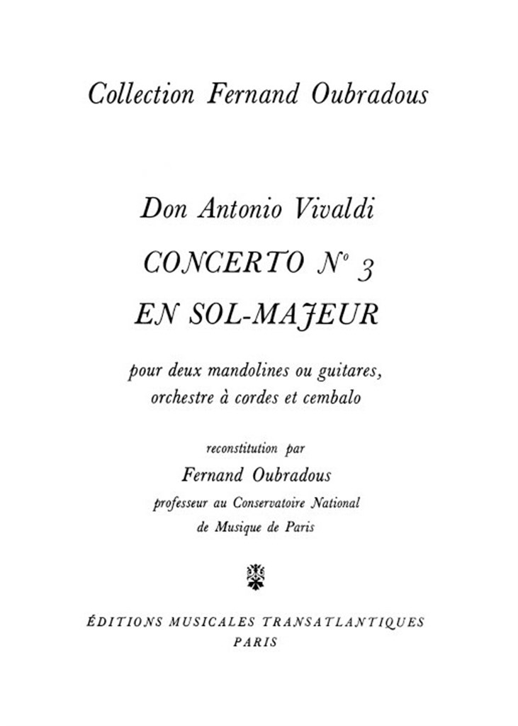 Concerto N°3, En Sol Majeur