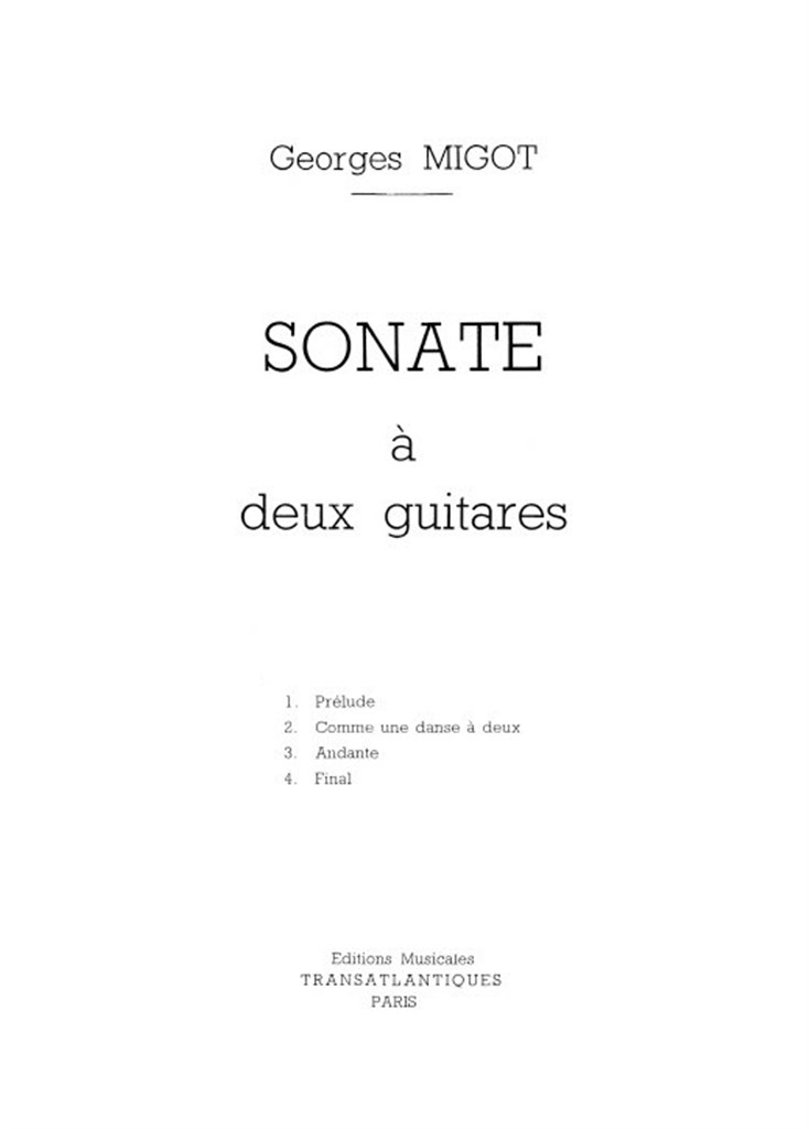 Sonate For Two Guitars