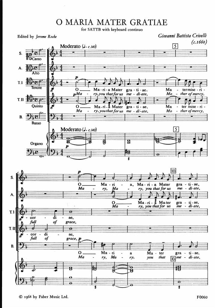 O Maria Mater Gratiae. SATTB