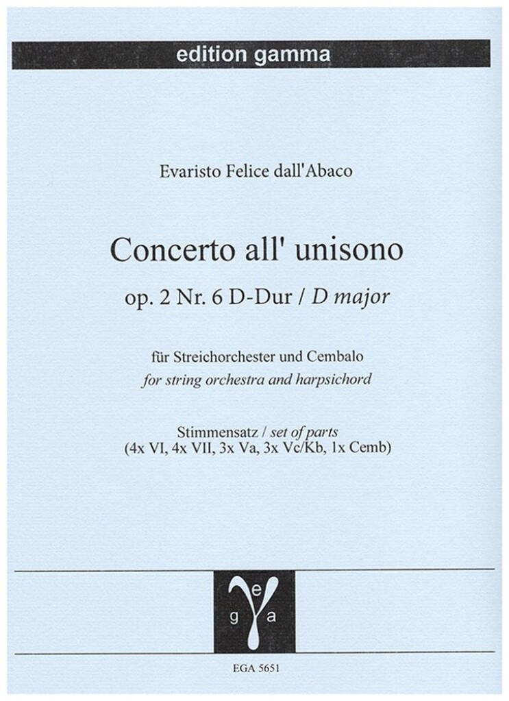 Concerto all'unisono op. 2 Nr. 6 D-Dur