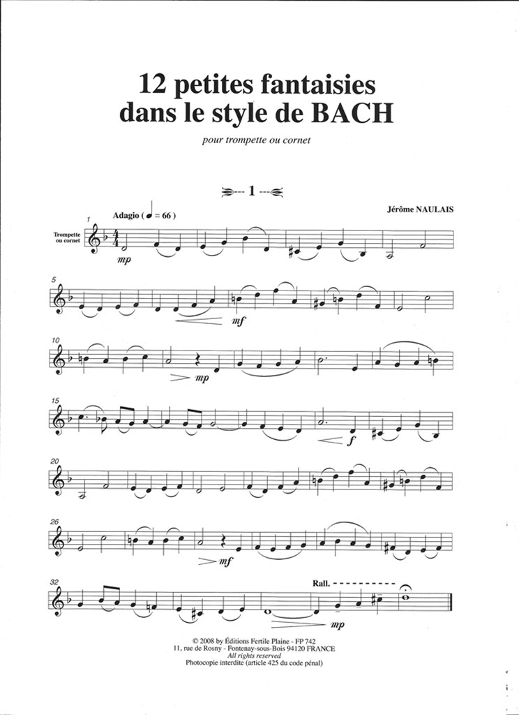 12 Petites Fantaisies Dans Le Style De Bach