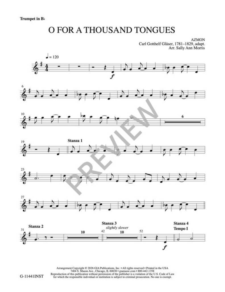 O for a Thousand Tongues - Instrument edition
