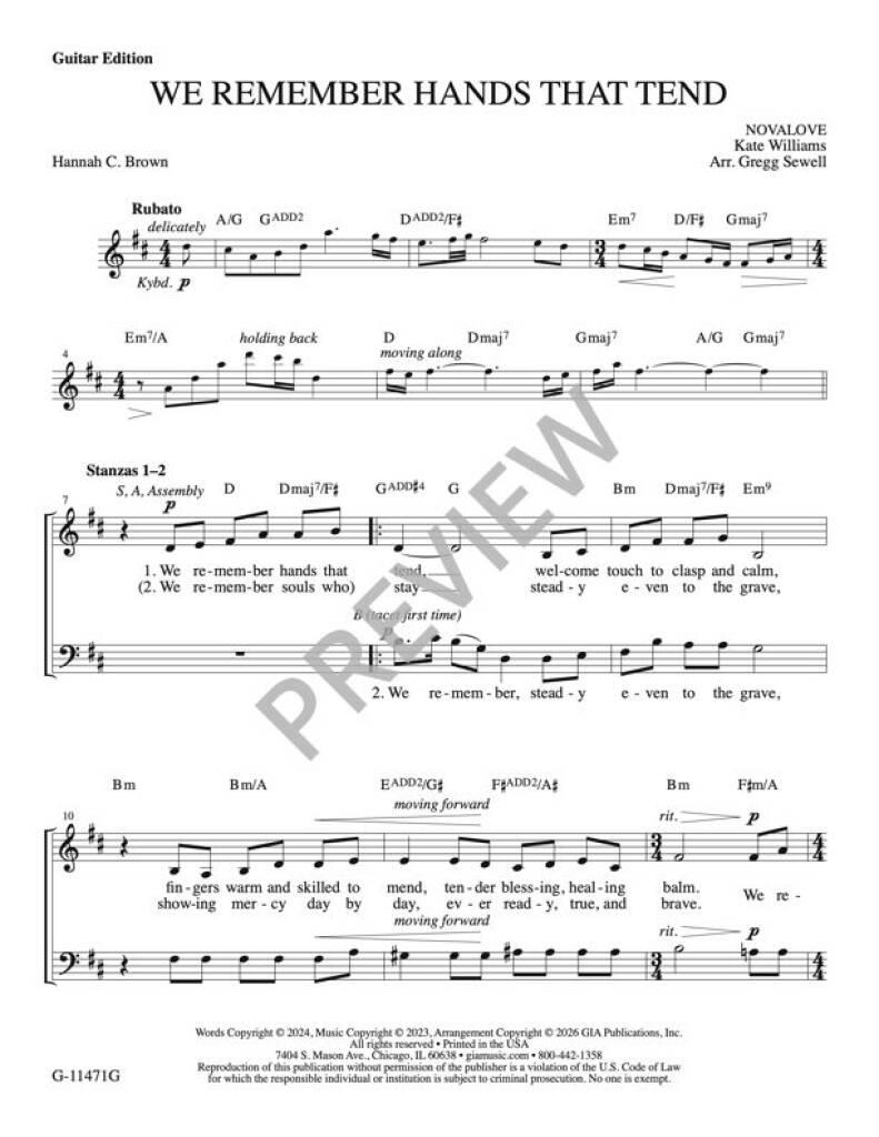 We Remember Hands That Tend - Guitar edition