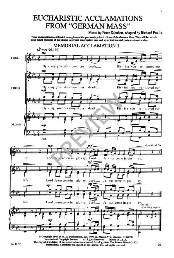 Eucharistic Acclamations from German Mass
