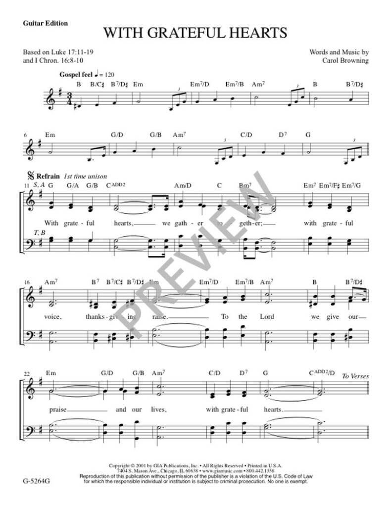 With Grateful Hearts-Guitar