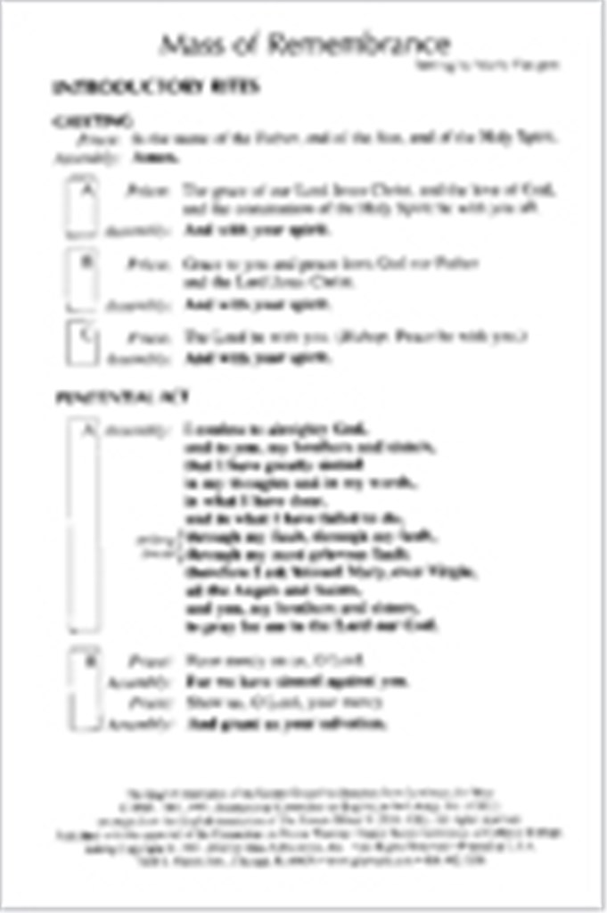 Mass of Remembrance - Assembly
