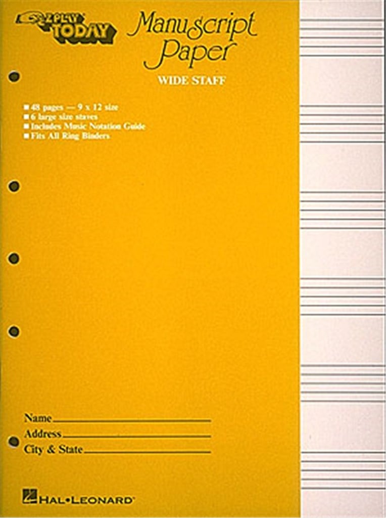 Manuscript Paper Wide Staff 'E-Z Play Today'