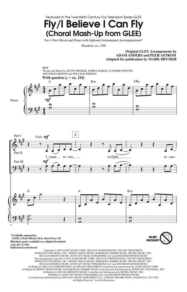 Fly/I Believe I Can Fly (Choral Mash-up from Glee)