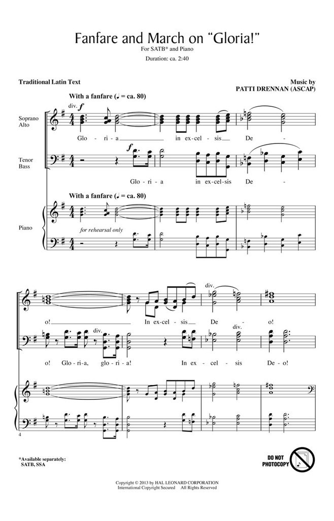 Fanfare and March on Gloria!