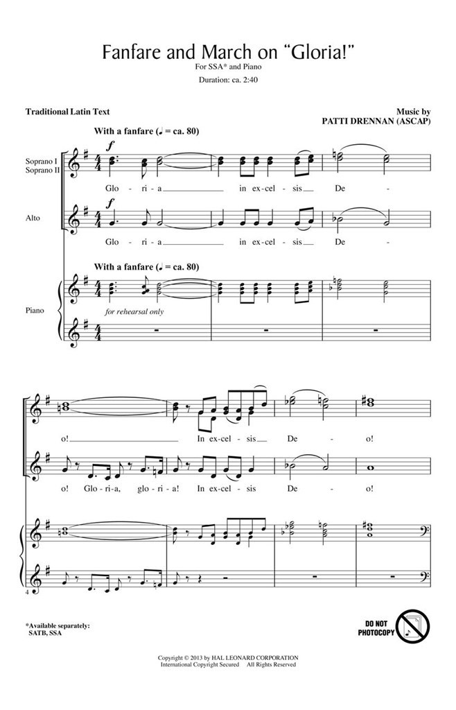 Fanfare and March on Gloria!