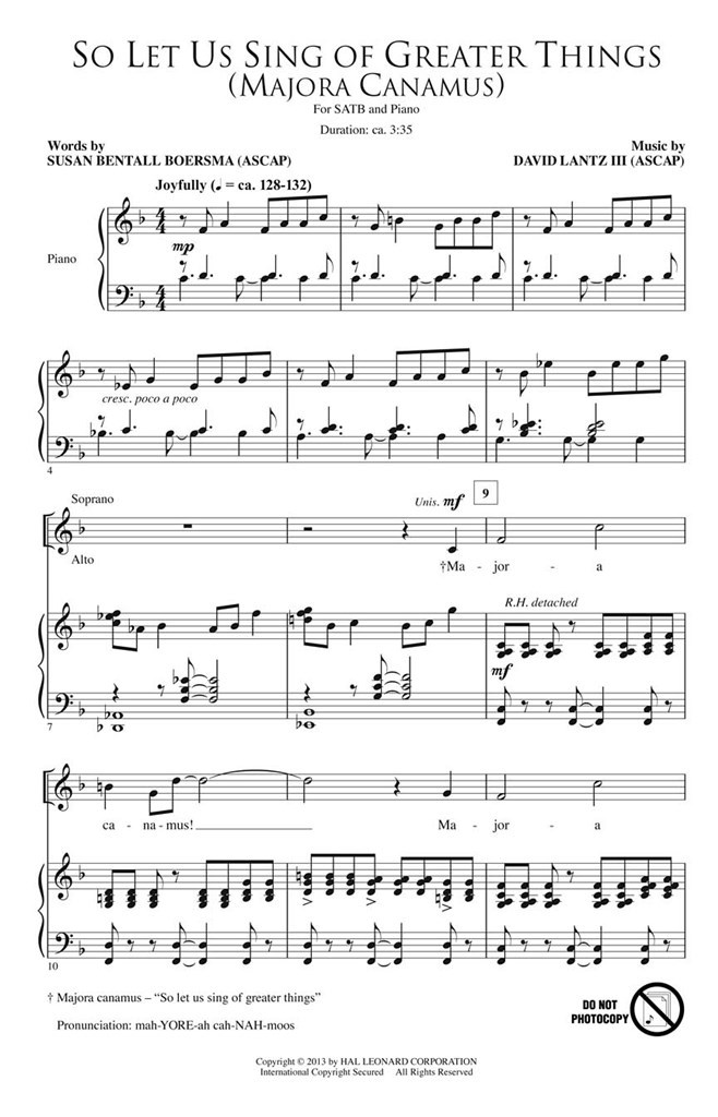So Let Us Sing of Greater Things Majora Canamus