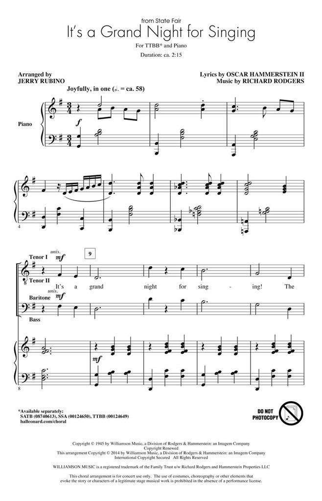 It's a Grand Night for Singing