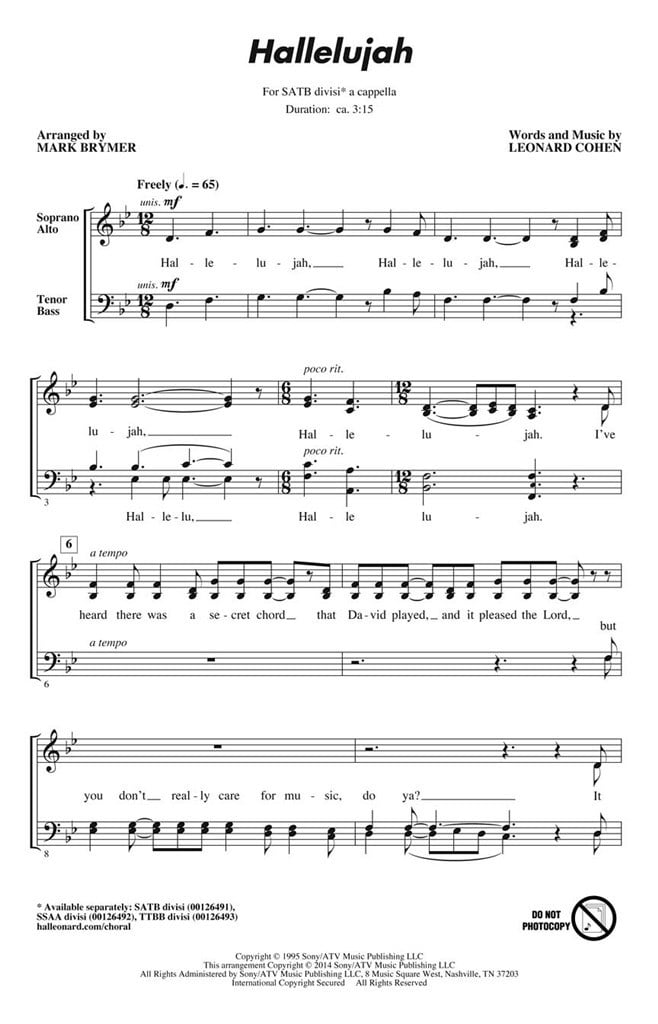 Hallelujah - SATB a Cappella