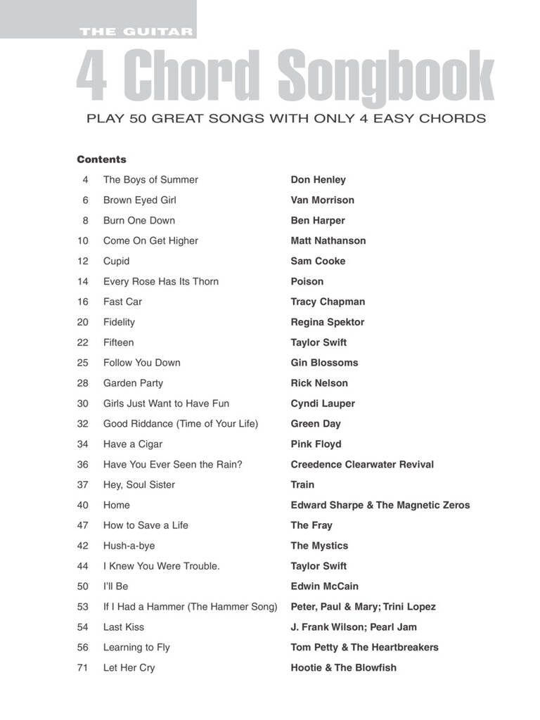 The Guitar Four-Chord Songbook G-C-D-Em