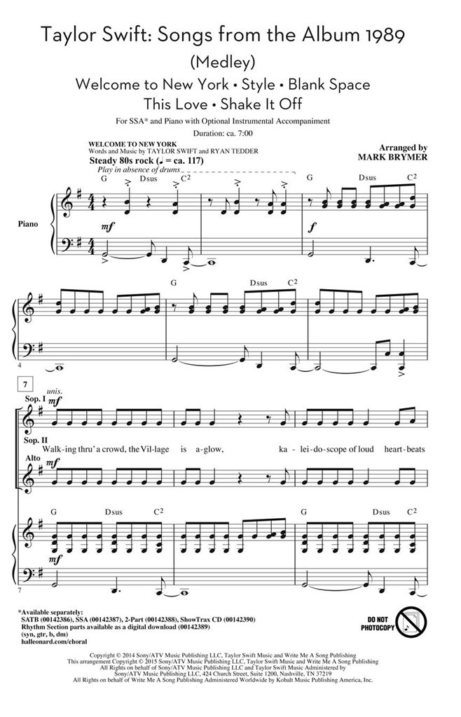 Taylor Swift: Songs from the Album 1989