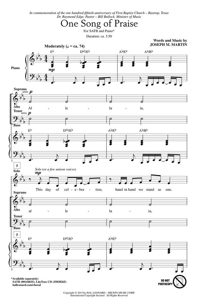 One Song of Praise