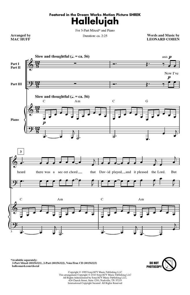 Hallelujah - 3-Part Mixed Choir