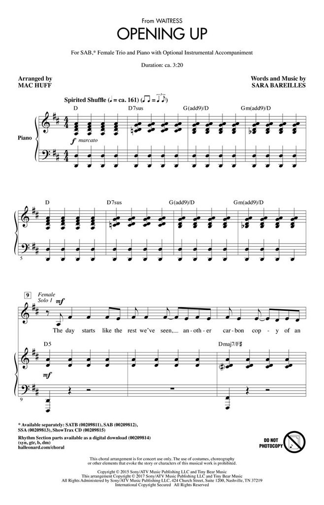 Opening Up (from Waitress)