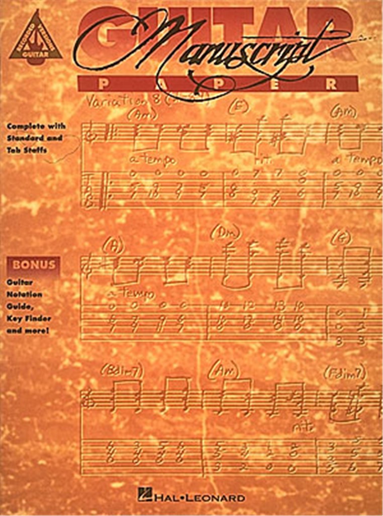 Recorded Versions Guitar Tablature Manuscript Pape