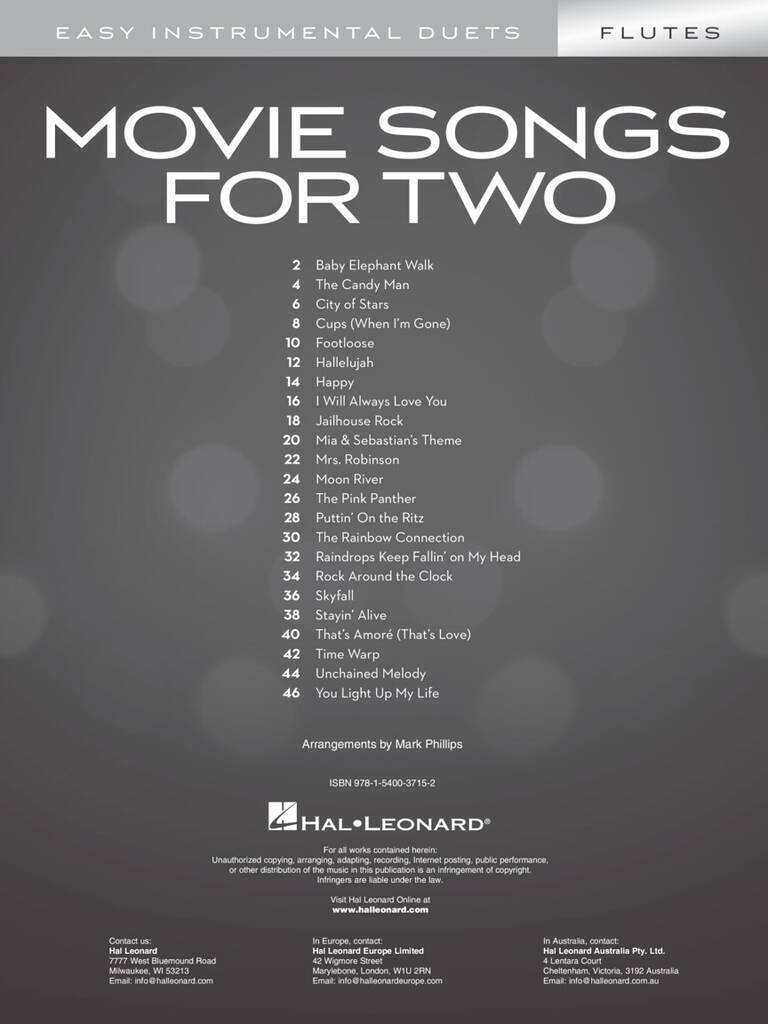 Movie Songs for Two Flutes