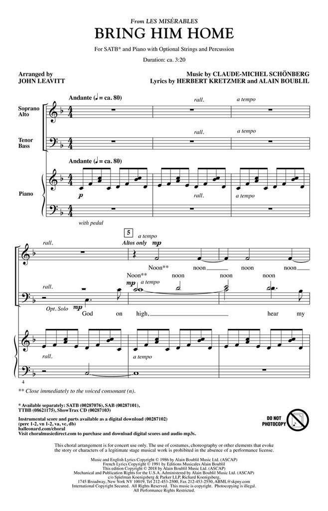 Bring him home (from Les Miserables)