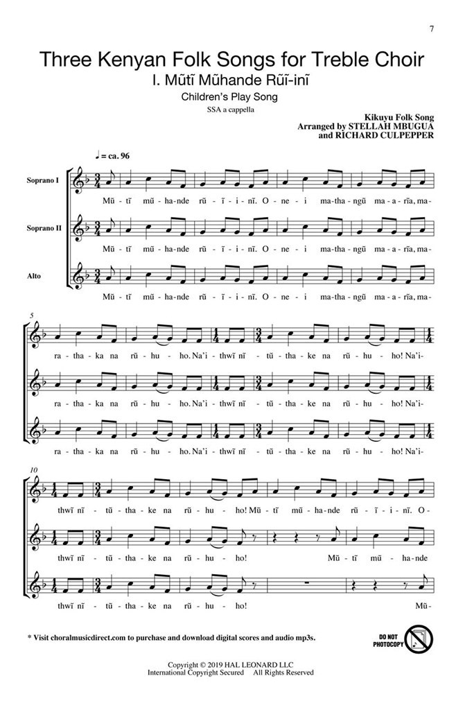 Three Kenyan Folk Songs