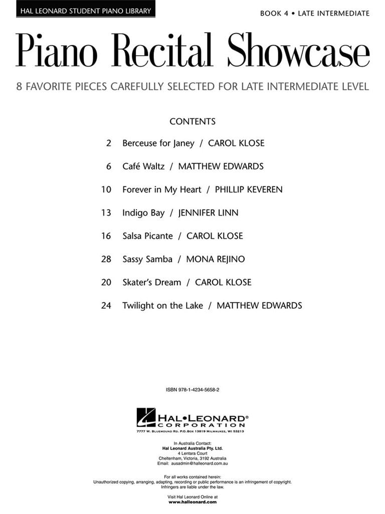 Piano Recital Showcase - Book 4