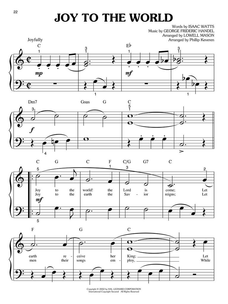 Joy To The World Big-Note Piano