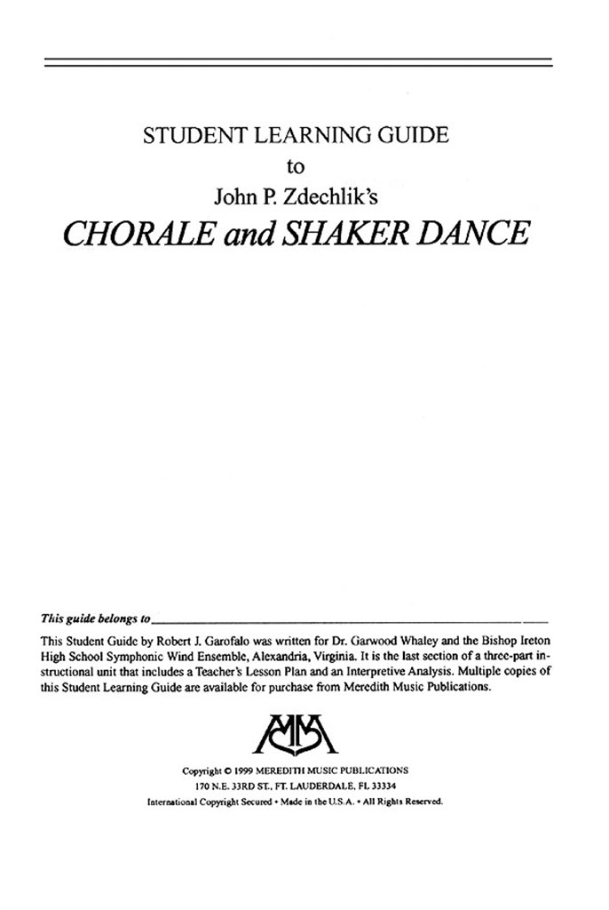 Chorale and Shaker Dance