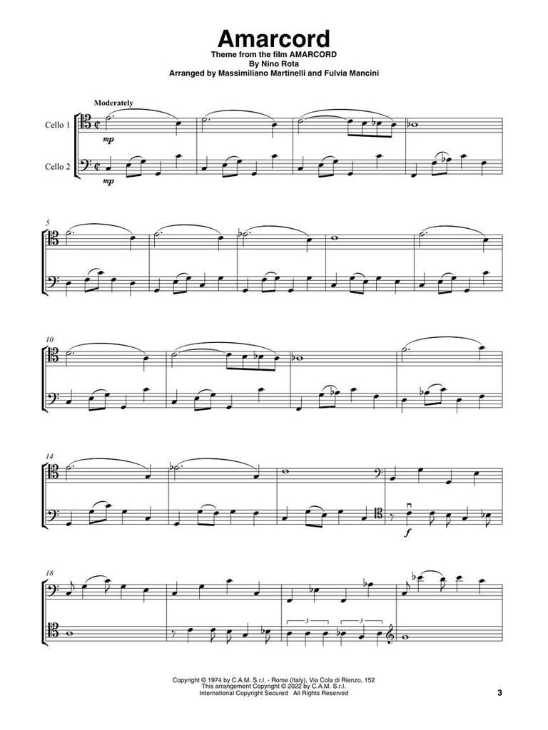 Great Movie Themes for Cello Duet