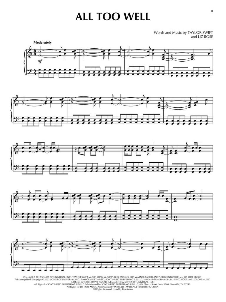 Taylor Swift for Piano Solo - 3rd Edition