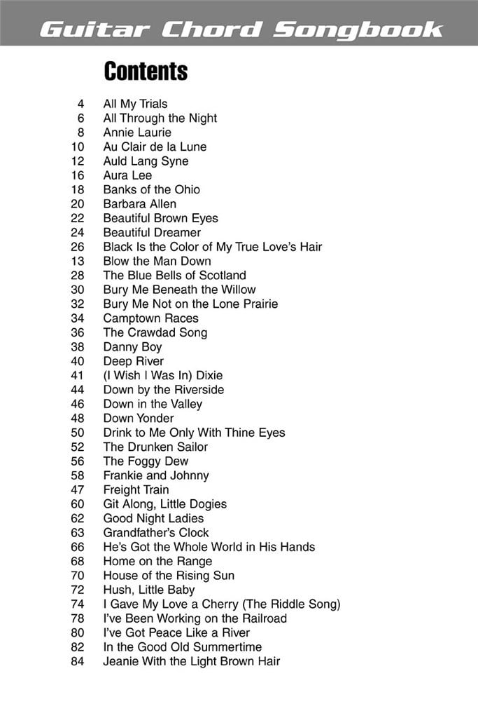 Guitar Chord Songbook Folksongs