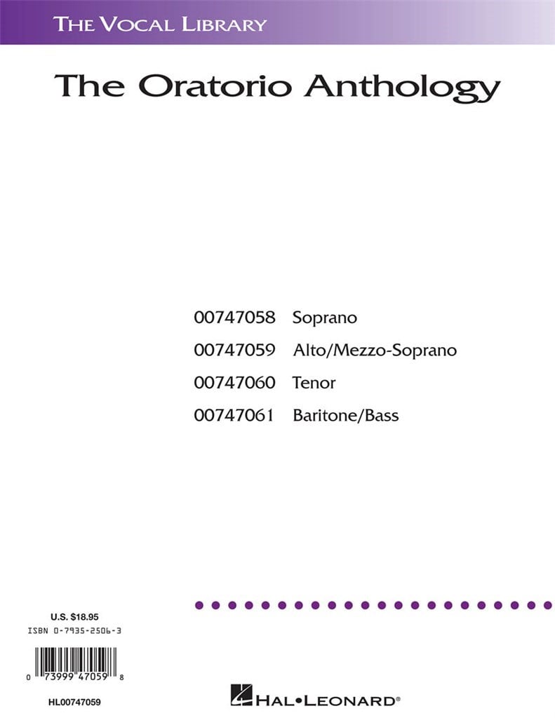 The Oratorio Anthology - Mezzo Soprano