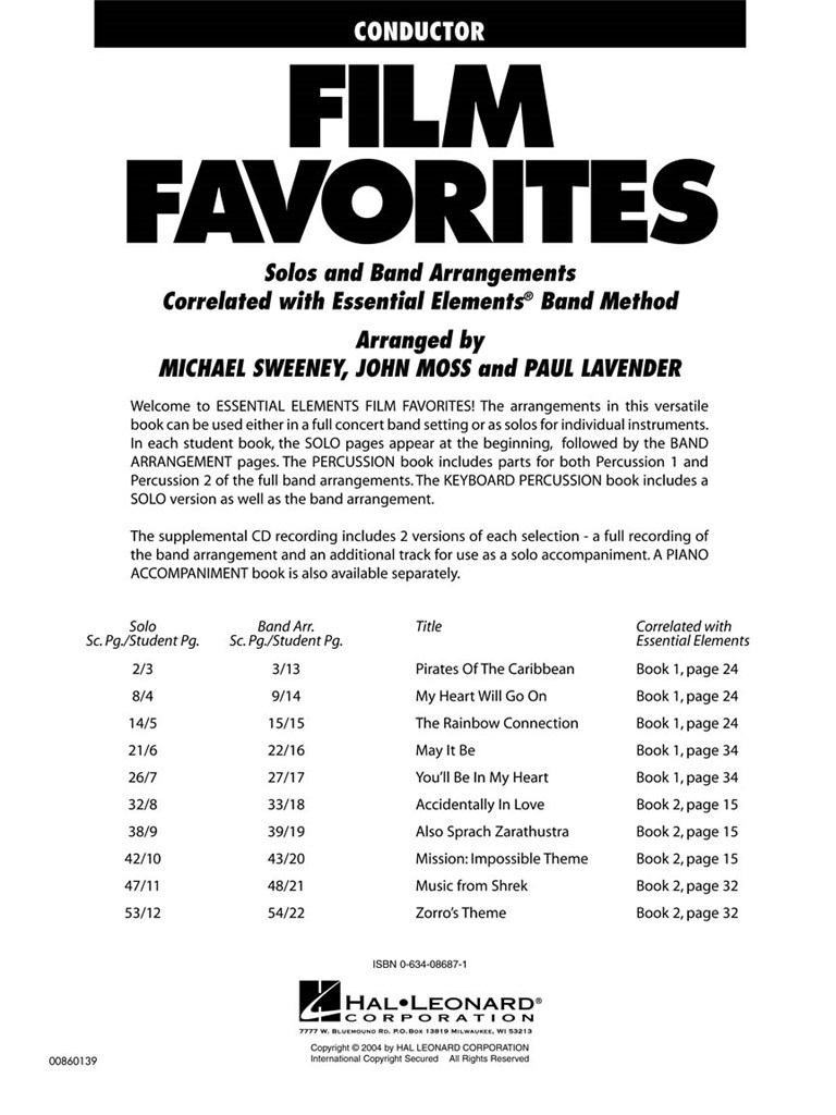 Essential Elements - Film Favorites (Conductor)