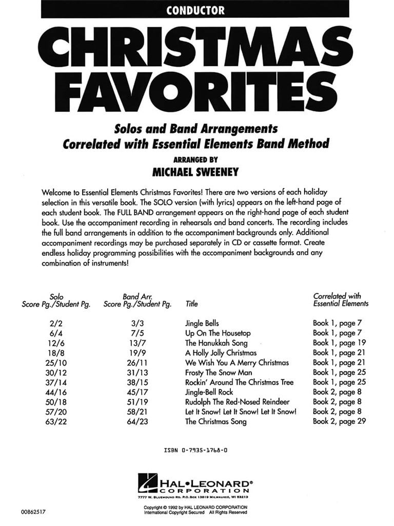 Essential Elements Christmas Favorites - Conductor