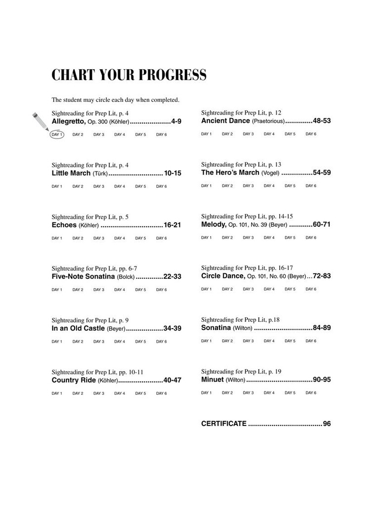 Preparatory Piano Sightreading