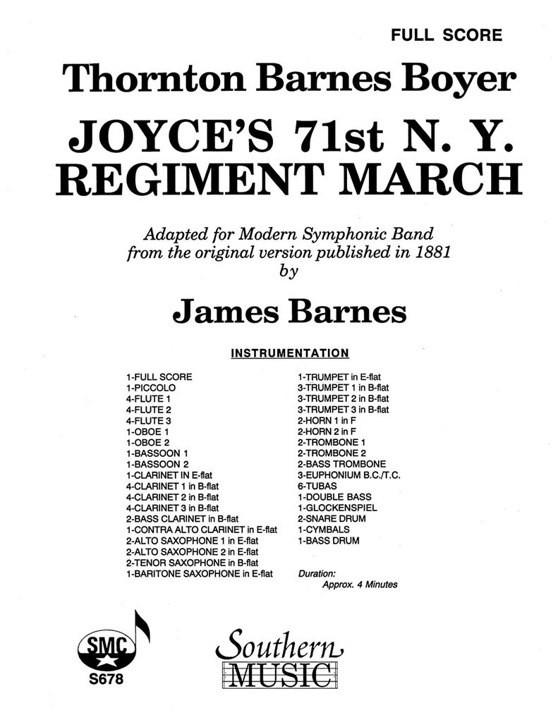 Joyce'S 71St N. Y. Regiment March