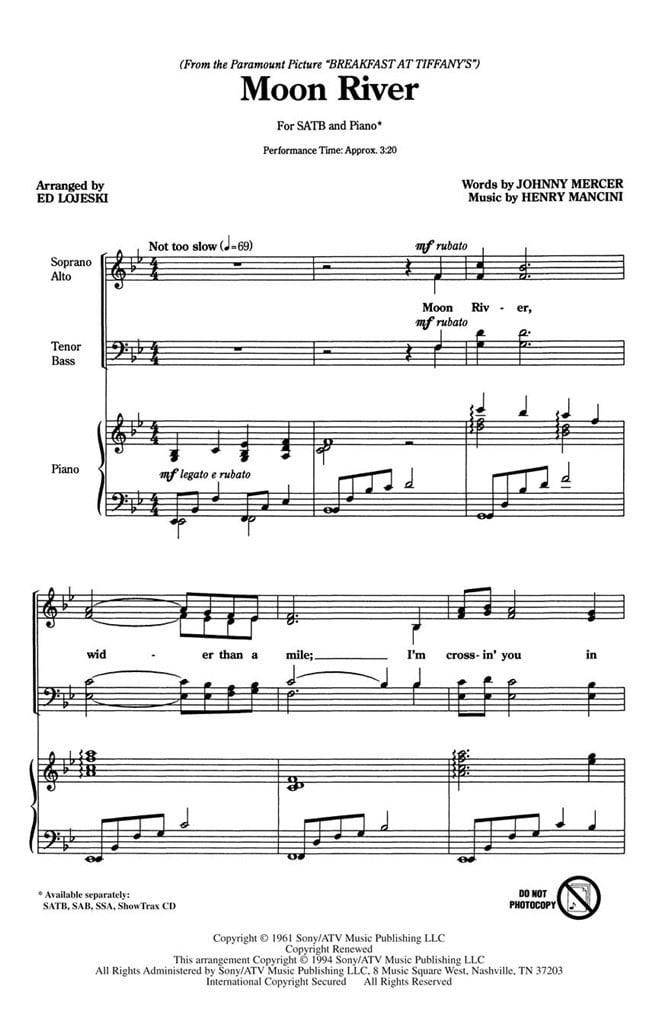 Moon River (SATB)