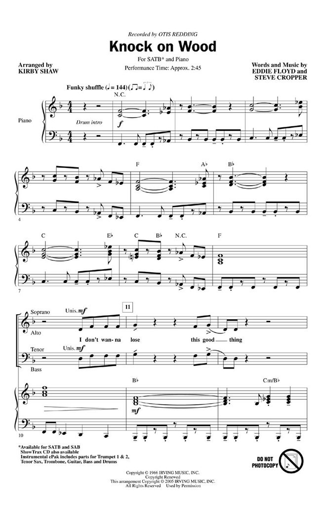 Knock On Wood (SATB)Otis Redding