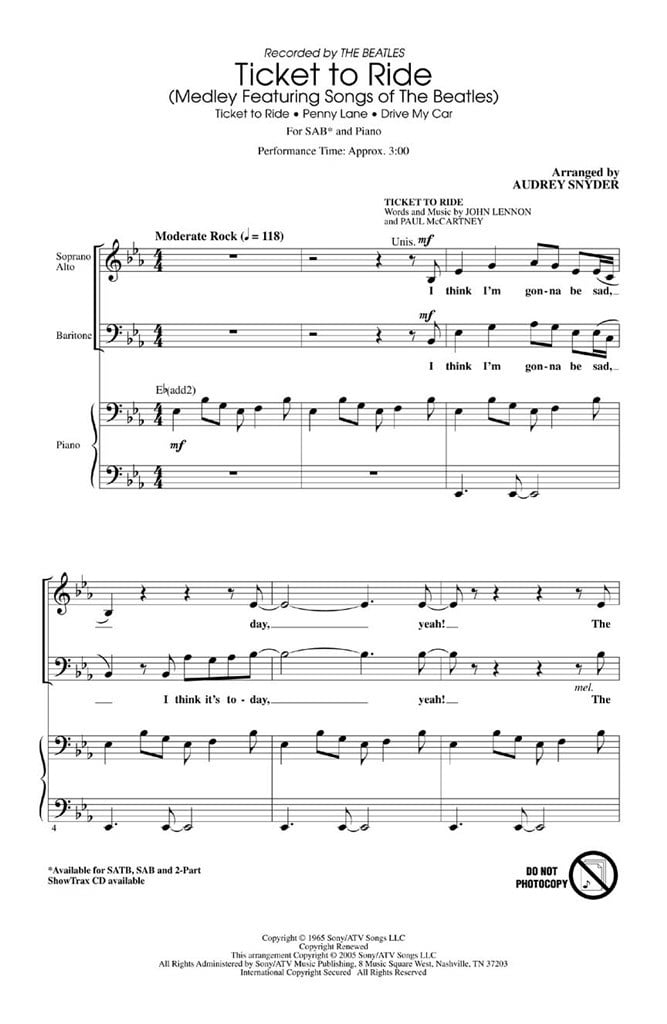 Ticket To Ride (Medley) - SAB