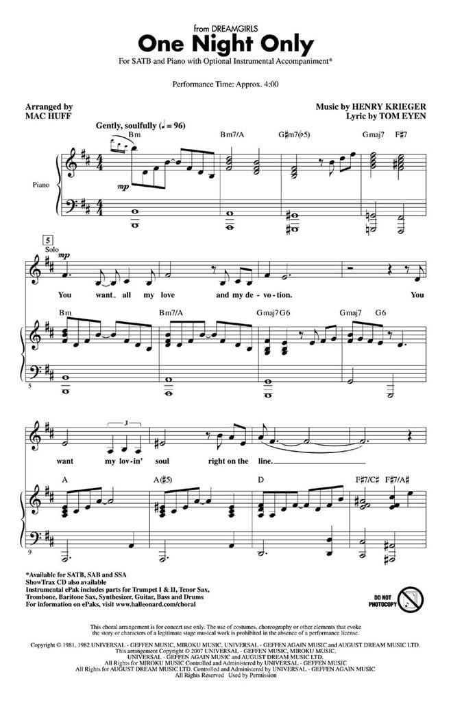 One Night Only (from Dreamgirls)