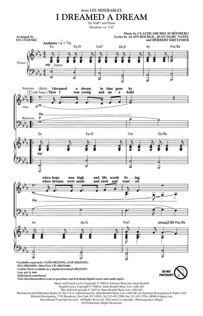 I Dreamed a Dream (from les Misérables)