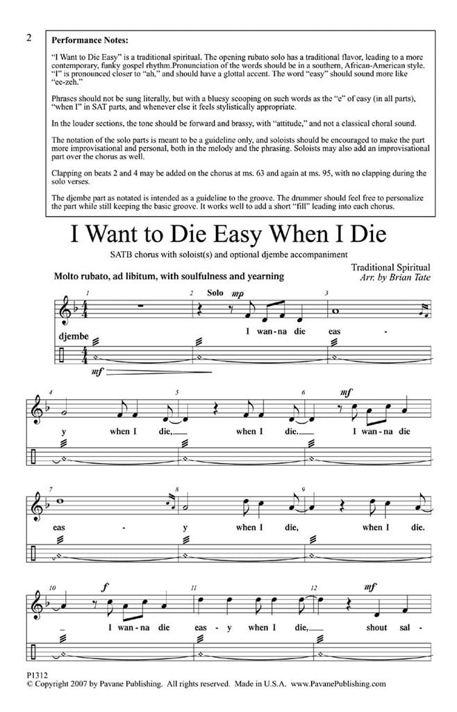 I Want to Die Easy When I Die