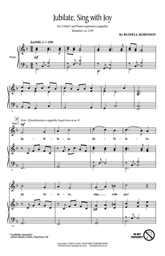Jubilate, Sing with Joy