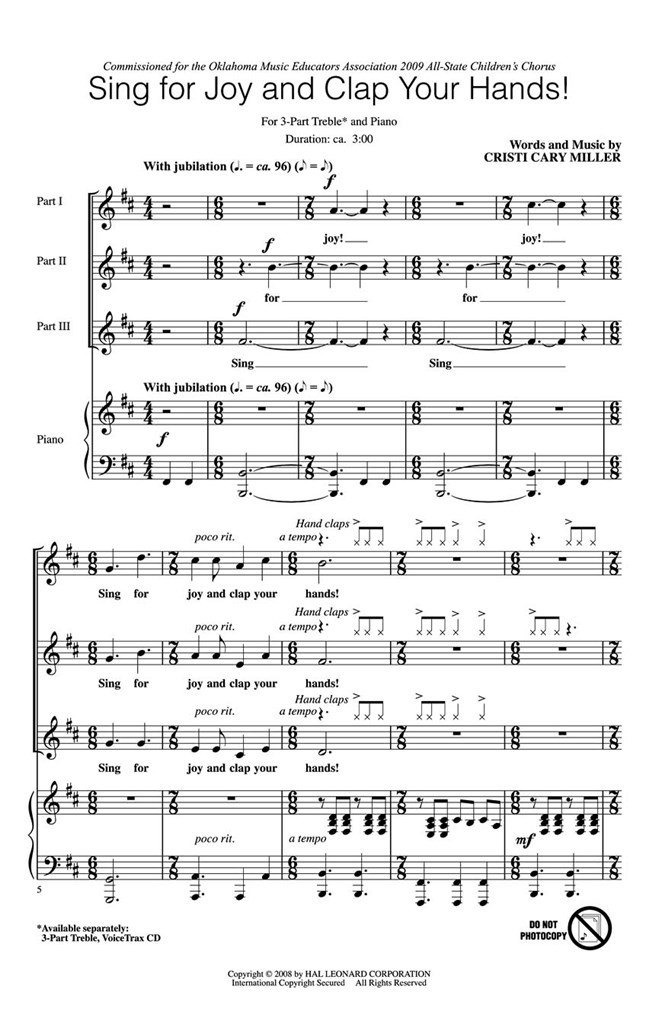 Sing for Joy and Clap Your Hands!