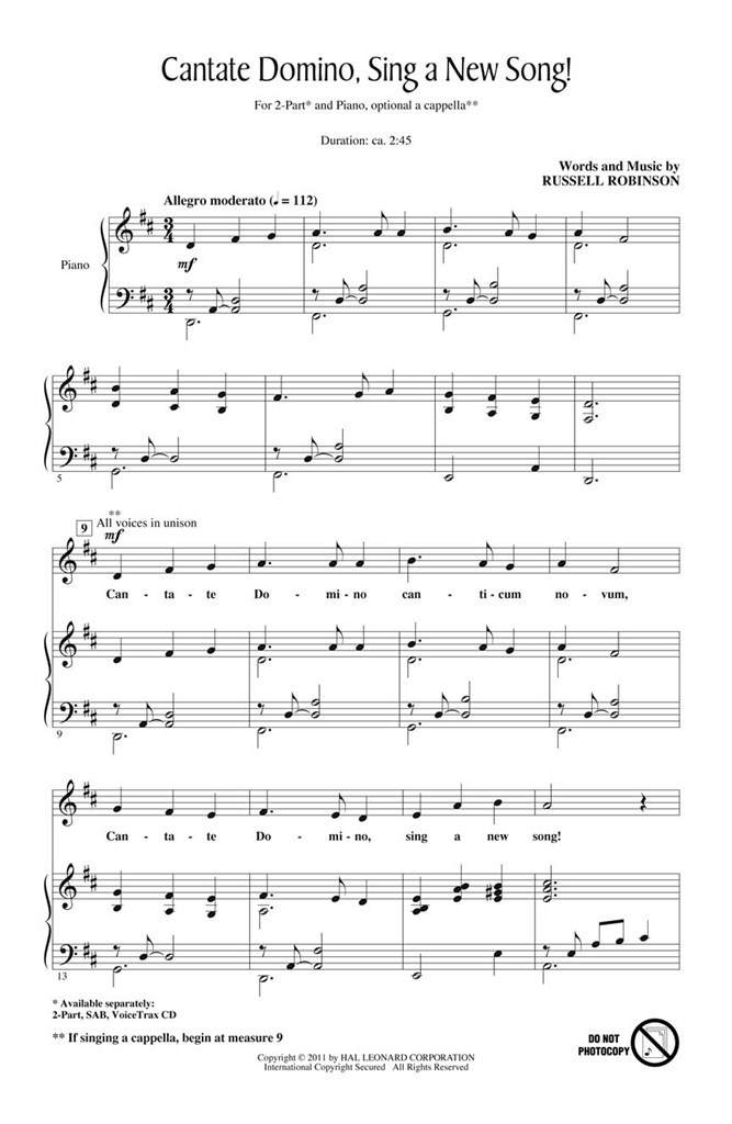 Cantate Domino, Sing a New Song!