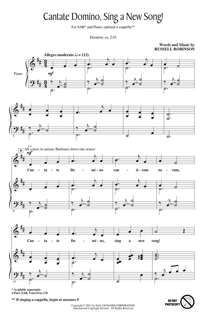 Cantate Domino, Sing a New Song!
