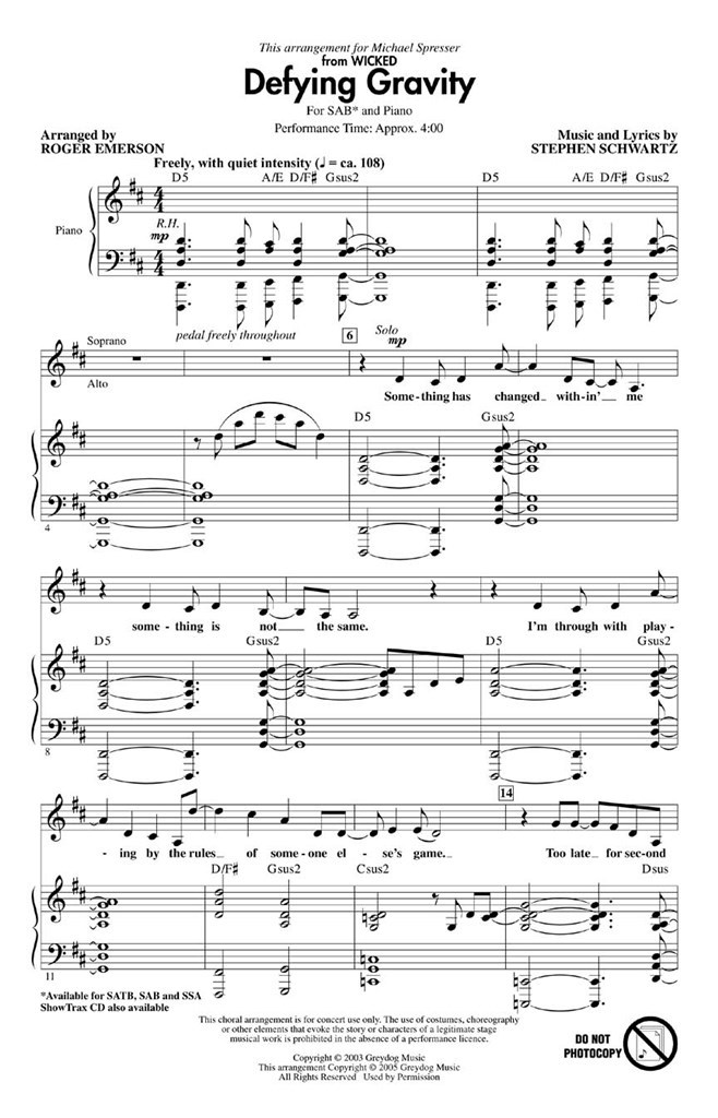 Defying Gravity (Wicked) - SAB