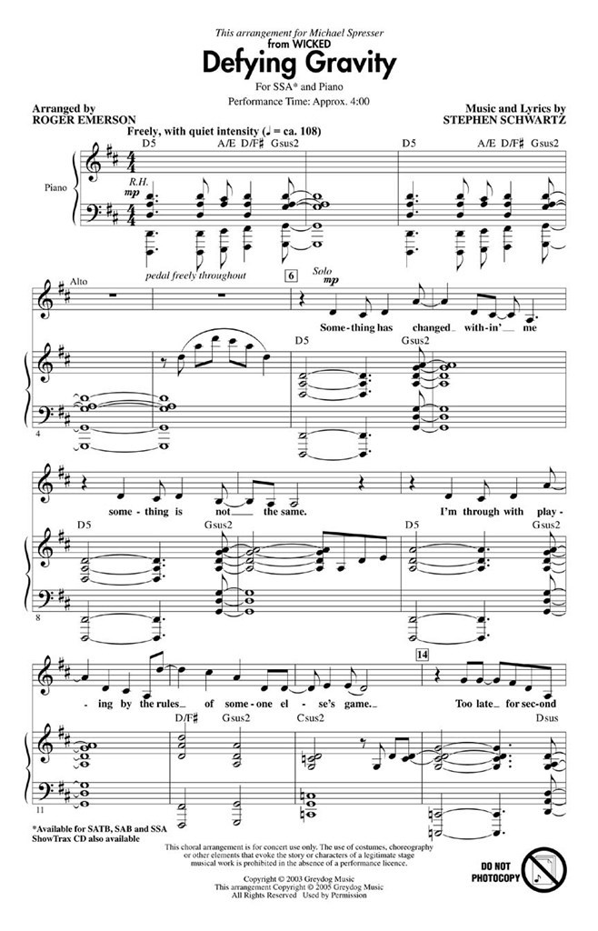 Defying Gravity (Wicked) (SSA)